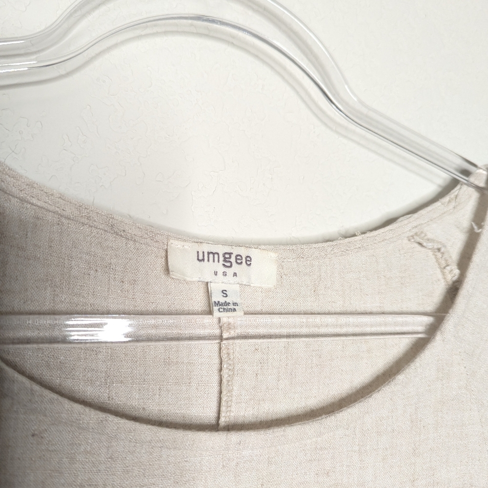 Umgee Double Ruffle Sleeve Linen Tunic Top - Picture 4 of 8